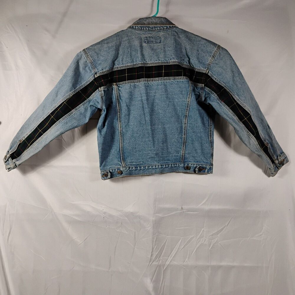 Nuovo County Seat Womens Medium Blue Denim Green Plaid Flannel Front & Sleeves - Picture 7 of 10